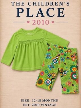 Vintage 2010 The Children’s Place Floral Legging Set 12-18M Baby Girl Y2K